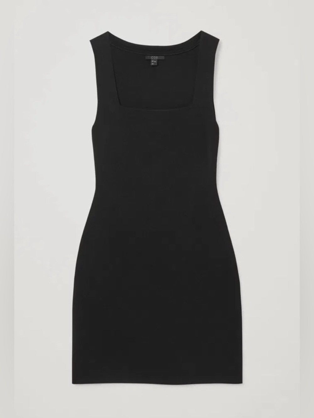 COS Square Neck Tube Knit Form fitting Dress Black Party Formal Large Stretch